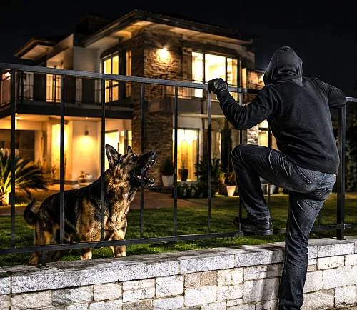 Perro protegiendo familia